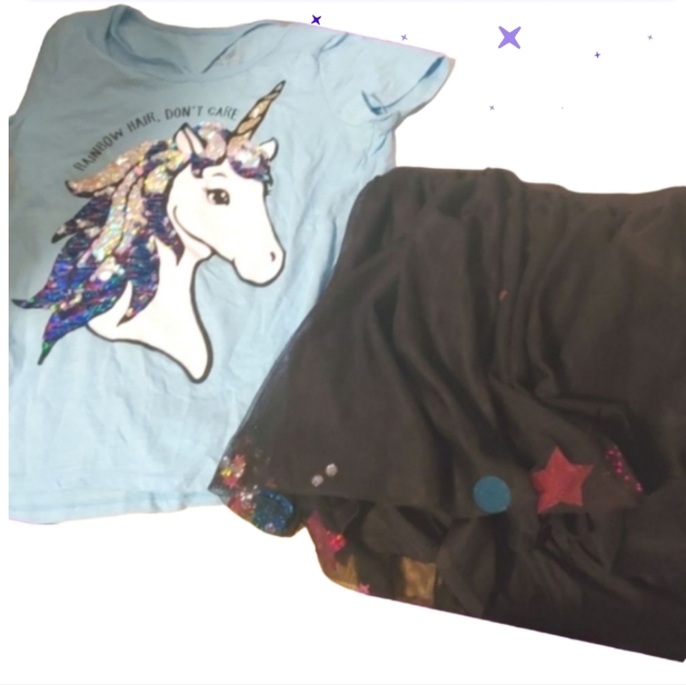 Justice 18/20 skirt set unicorn